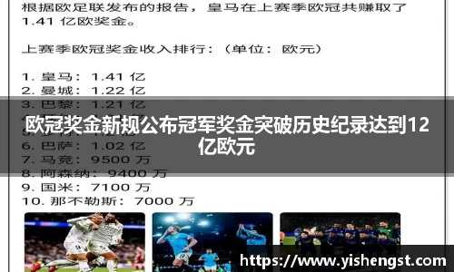 欧冠奖金新规公布冠军奖金突破历史纪录达到12亿欧元